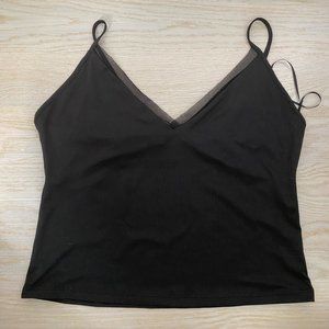 Zara Black Crop Tank with Mesh Detail Size L